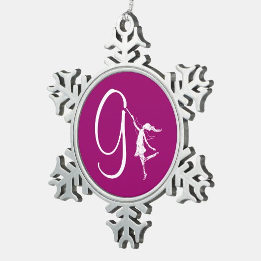 Kunst-Fee-Initiale: G Schneeflocken Zinn-Ornament (Rechts)