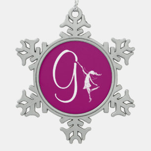 Kunst-Fee-Initiale: G Schneeflocken Zinn-Ornament