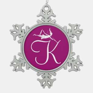 Kunst-Fee-Initiale: K Schneeflocken Zinn-Ornament
