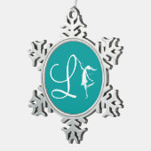 Kunst-Fee-Initiale: L Schneeflocken Zinn-Ornament (Rechts)