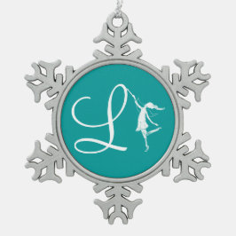 Kunst-Fee-Initiale: L Schneeflocken Zinn-Ornament