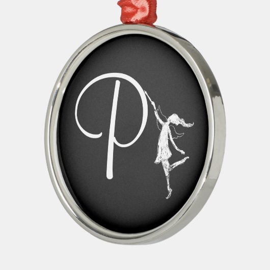 Kunst-Fee-Initiale: P Silbernes Ornament (Links)