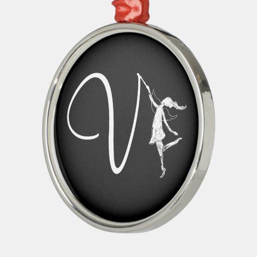 Kunst-Fee-Initiale: V Silbernes Ornament (Links)