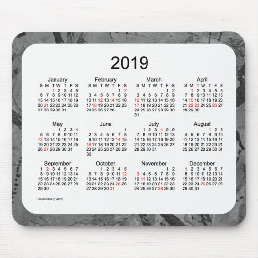 Kunst-Feiertags-Kalender-Mausunterlage 2019 Mousepad (Vorne)