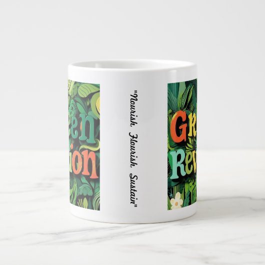 "Kunst für die Erde" Jumbo-Tasse (Vorderseite)