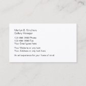 Kunst-Galerie abstraktes Businesscards Visitenkarte (Rückseite)
