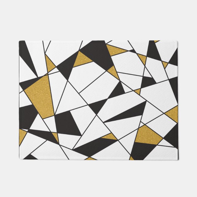 Kunst-Geometrie - schwarz und Weiß mit Gold Fußmatte (Vorderseite)