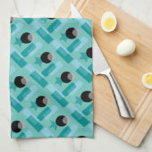 Kunst-Geschirrtuch im Aqua und im Schwarzen Geschirrtuch (Viertel Falte)