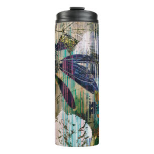 Kunst Grafik und Aquarell Herbst farbenfroher Hint Thermosbecher