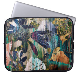 Kunst Grafik und Aquarell herbstlich farbenfroher Laptopschutzhülle