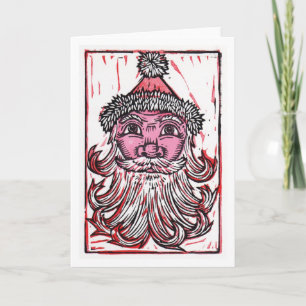 Kunst-Gruß-Karte Weihnachtsmanns Linocut Feiertagskarte