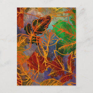 Kunst Herbstlaub Hintergrund in Regenbogenfarben Postkarte