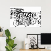 Kunst-Illustration zum Radrennen der 1800er Jahre Poster (Heimbüro)
