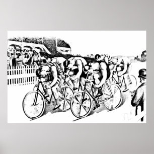 Kunst-Illustration zum Radrennen der 1800er Jahre Poster