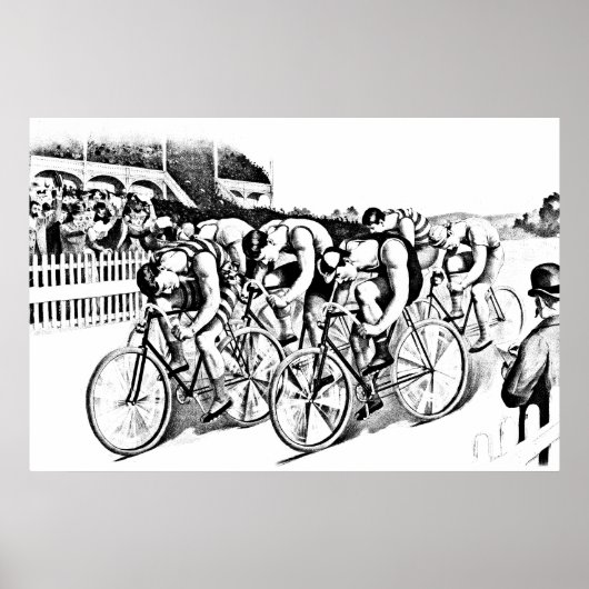 Kunst-Illustration zum Radrennen der 1800er Jahre Poster (Vorne)