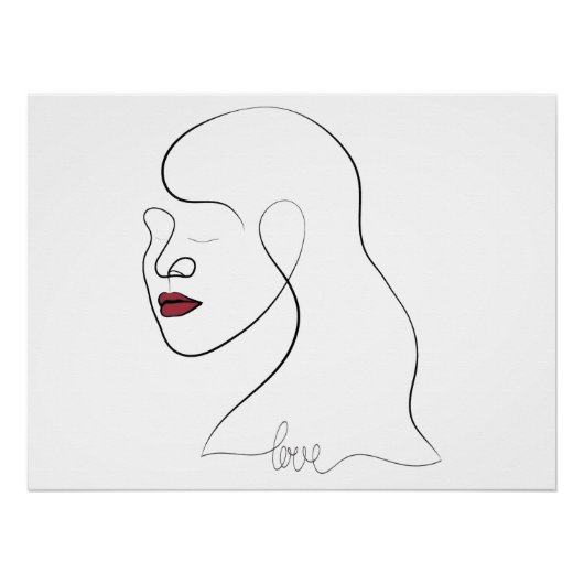 Kunst im Ein-Linien-Design - Liebe Poster (Vorderseite)