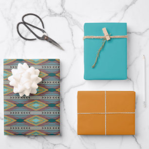 Kunst im Muster des amerikanischen Südwestens und Geschenkpapier Set