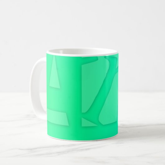 Kunst in der Tasse der grünen Typografie (Vorderseite Links)