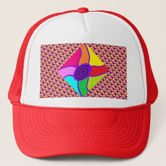 Kunst in leuchtend blendend gemischten Farben und Truckerkappe (Vorderseite)