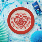 Kunst in Rot und Weiß Pappteller (Party)