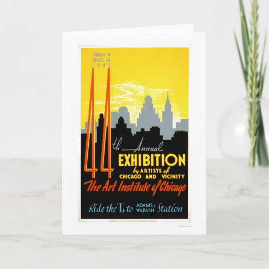 Kunst-Institut Chicago WPA 1940 Karte (Vorderseite)
