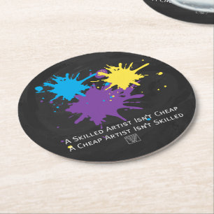 Kunst ist billig runder pappuntersetzer