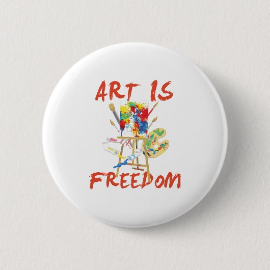 Kunst ist Freiheits-buntes Button (Vorderseite)