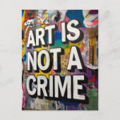Kunst ist kein Verbrechen farbenfroher Graffiti Postkarte (Vorderseite)