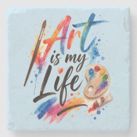Kunst ist mein Leben Steinuntersetzer (Vorderseite)