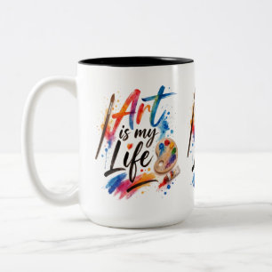 Kunst ist mein Leben Zweifarbige Tasse