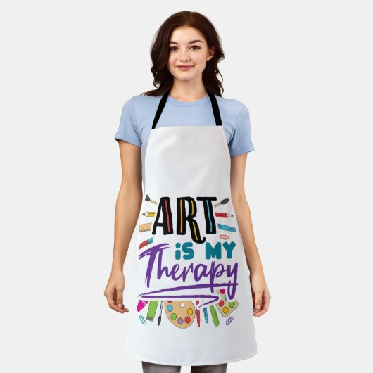 Kunst ist meine Therapie Künstler Maler Art Lover Schürze (Getragen)