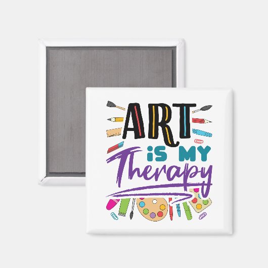 Kunst ist meine Therapie künstlerisch Künstlerisch Magnet (Vorderseite/Rückseite)