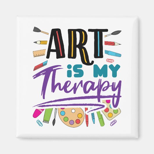 Kunst ist meine Therapie künstlerisch Künstlerisch Magnet (Vorne)