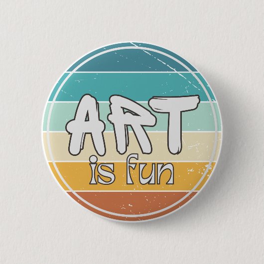 Kunst ist Spaß, Farbige Runde Retro-Design Button (Vorderseite)