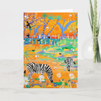 Kunst-Karte: Stripy Safari-Sonnenuntergang am Zoo. Karte