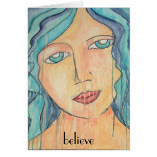 Kunst-Karten-Blau-Haar