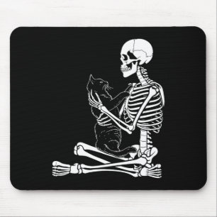 Kunst Katzen Skelett Halloween Kostüm Schädel und Mousepad