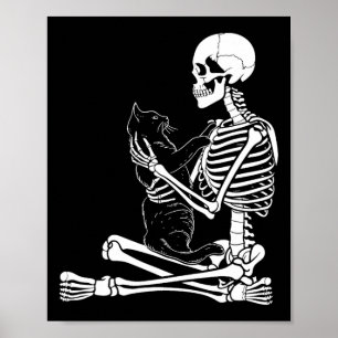 Kunst Katzen Skelett Halloween Kostüm Schädel und  Poster