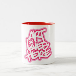 Kunst lebt hier zweifarbige tasse