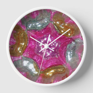 Kunst-leckeres Süßigkeits-Kaugummi-Rosa-Glasjuwe Wanduhr