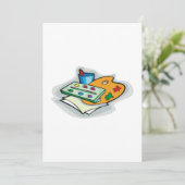Kunst liefert Aquarellfarbenpalette und Pinsel Einladung (Stehend Vorderseite)