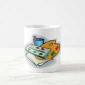 Kunst liefert Aquarellfarbenpalette und Pinsel Kaffeetasse (Mittel)