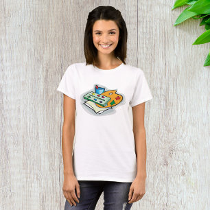 Kunst liefert Aquarellfarbenpalette und Pinsel T-Shirt
