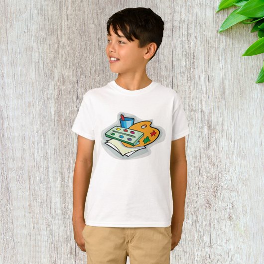 Kunst liefert Aquarellfarbenpalette und Pinsel T-Shirt