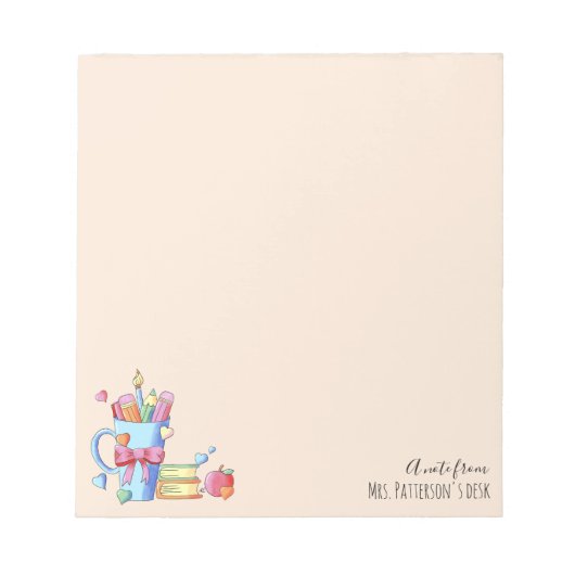 Kunst liefert Bücher und Herz-Lehrer-Editor Notizblock (Vorderseite)