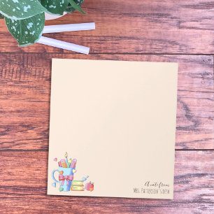 Kunst liefert Bücher und Herz-Lehrer-Editor Notizblock