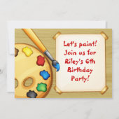 Kunst-Malerei-Party-Geburtstags-Einladung Einladung (Rückseite)