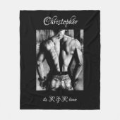 Kunst Männlicher Rücken in Jeans Name, Aufschrift  Fleecedecke (Vorderseite)