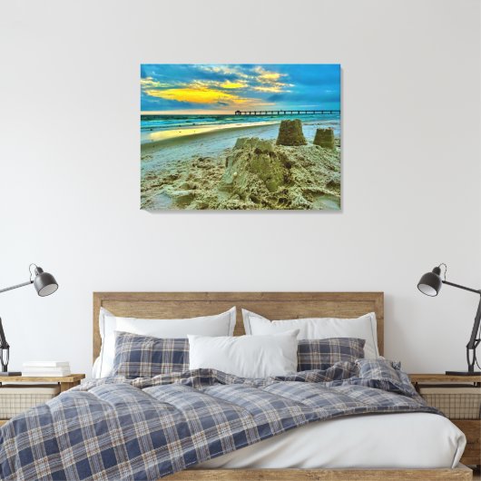 Kunst, Mauer, Sandburg am Strand Leinwanddruck (Insitu (Schlafzimmer))