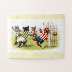Kunst mit Katzen, die Fußball spielen Puzzle